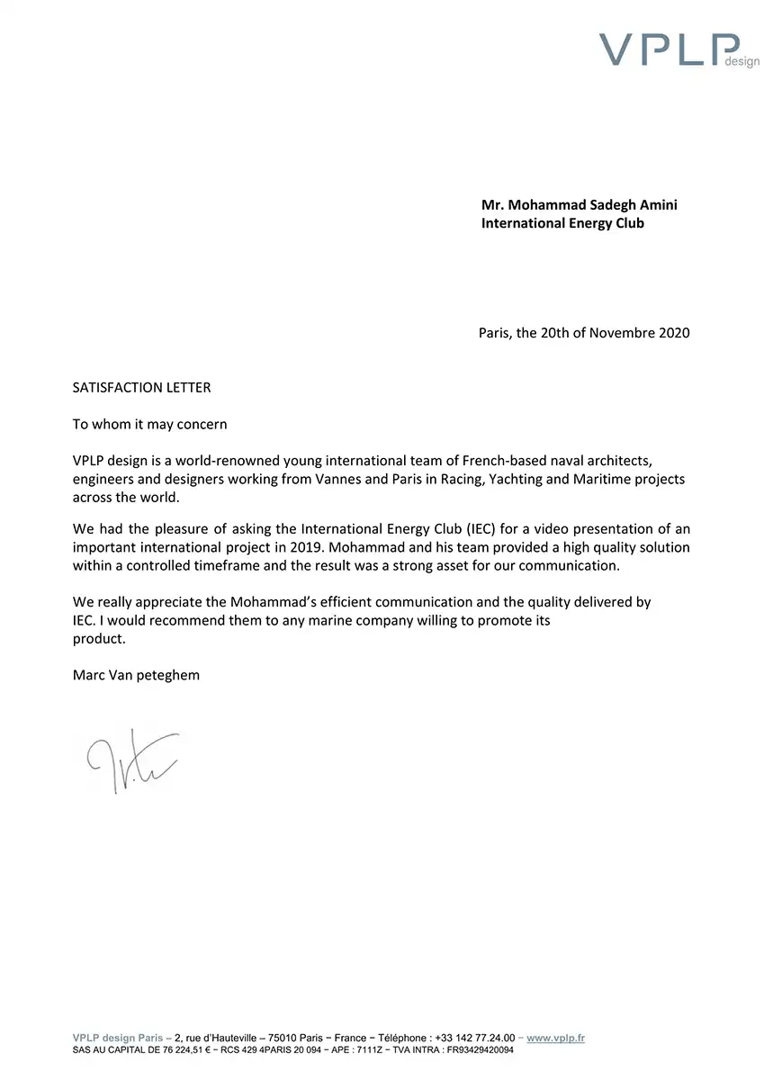 vplp france satisfaction letter 1