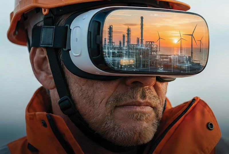 VR headset displaying Offshore Animation software